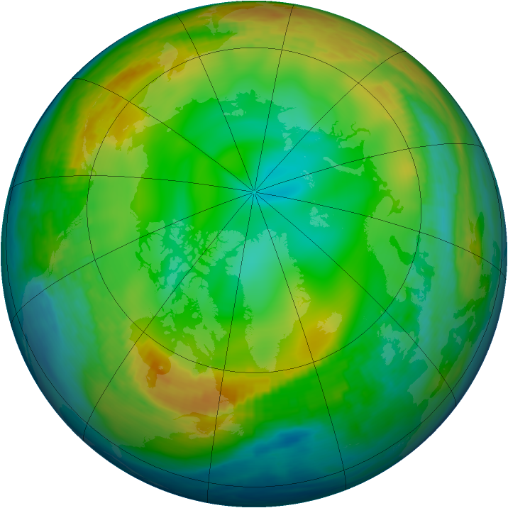 Arctic ozone map for 27 December 1989